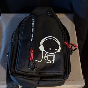Black Backpack with Headphone Graphic